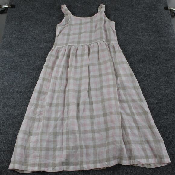 CP Shades Dress Small Hazel Linen Plaid Gingham Midi Casual Romantic Feminine - Picture 6 of 8